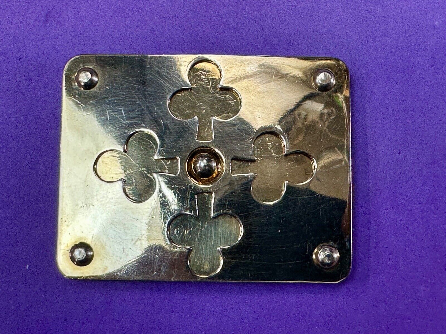 Unique Iron Cross Emblem on gold tone dress vintage belt buckle