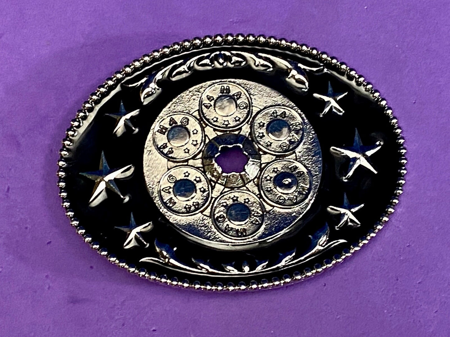 44 Mag Gun Collectors Bullets Drilled Centerpiece  Western Cowboys Belt Buckle