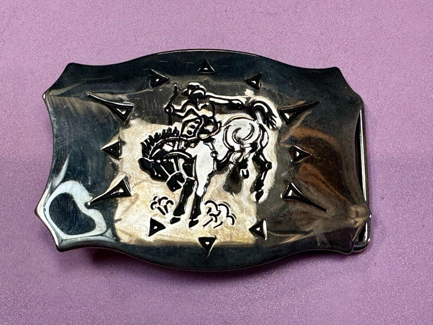 Vintage Cowboy Saddle Bronc western belt buckle by Chambers