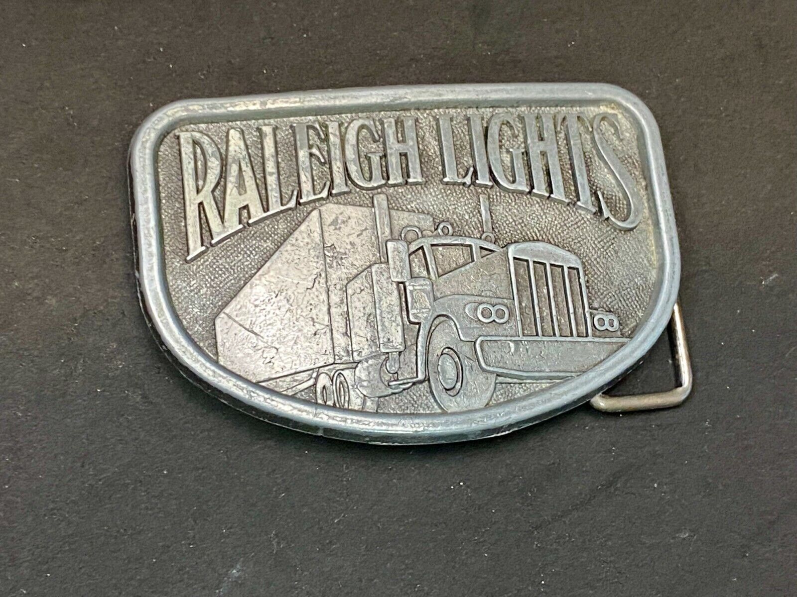 1970S Vintage Raleigh Lights Cigarettes Tobacco Semi Truck Trucker Belt Buckle