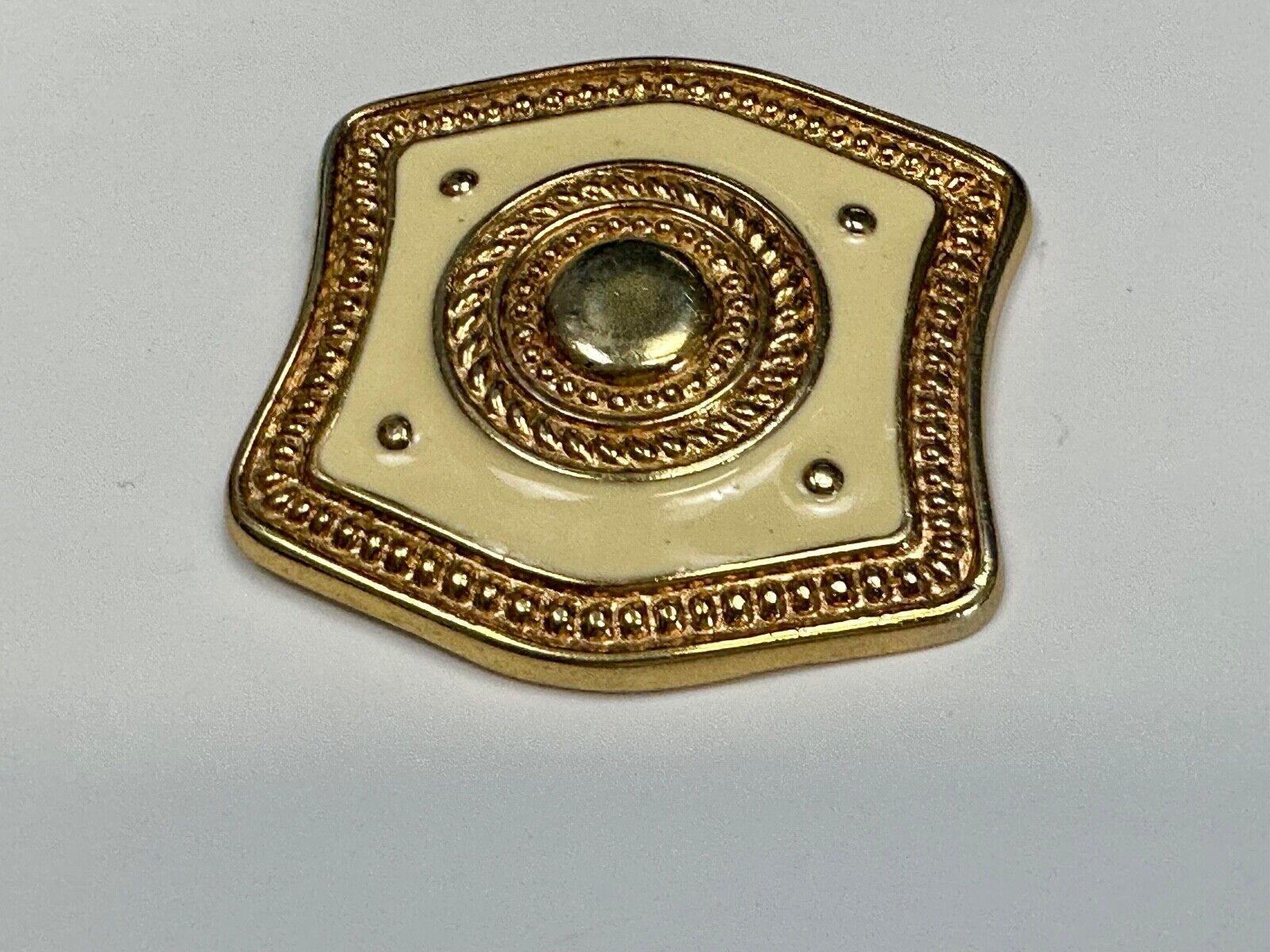 80's retro gold & cream color scarf slide
