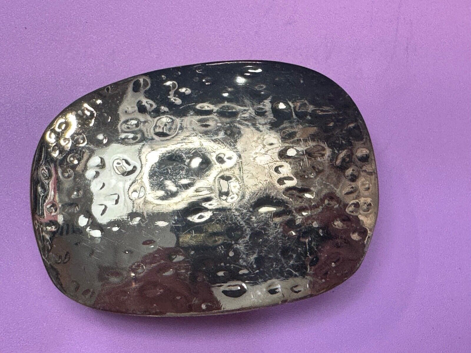 Vintage Hammered Brass Tone artisan Belt Buckle