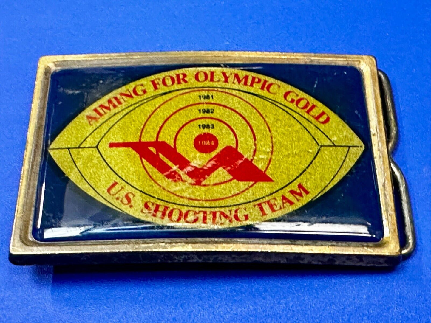 Aiming for Olympic Gold Vintage US Shooting Team Los Angeles 1984 Belt Buckle