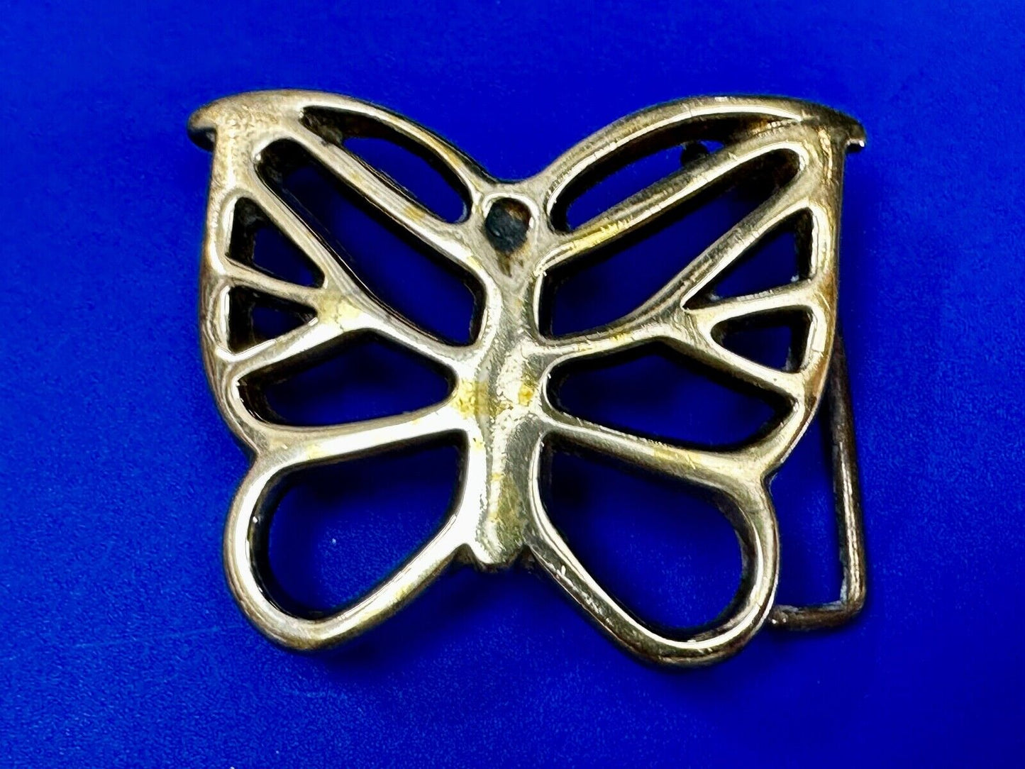 70s Butterfly Bug Insect Girl Kid Hippie Boho Animal Art Brass Vtg. Belt Buckle