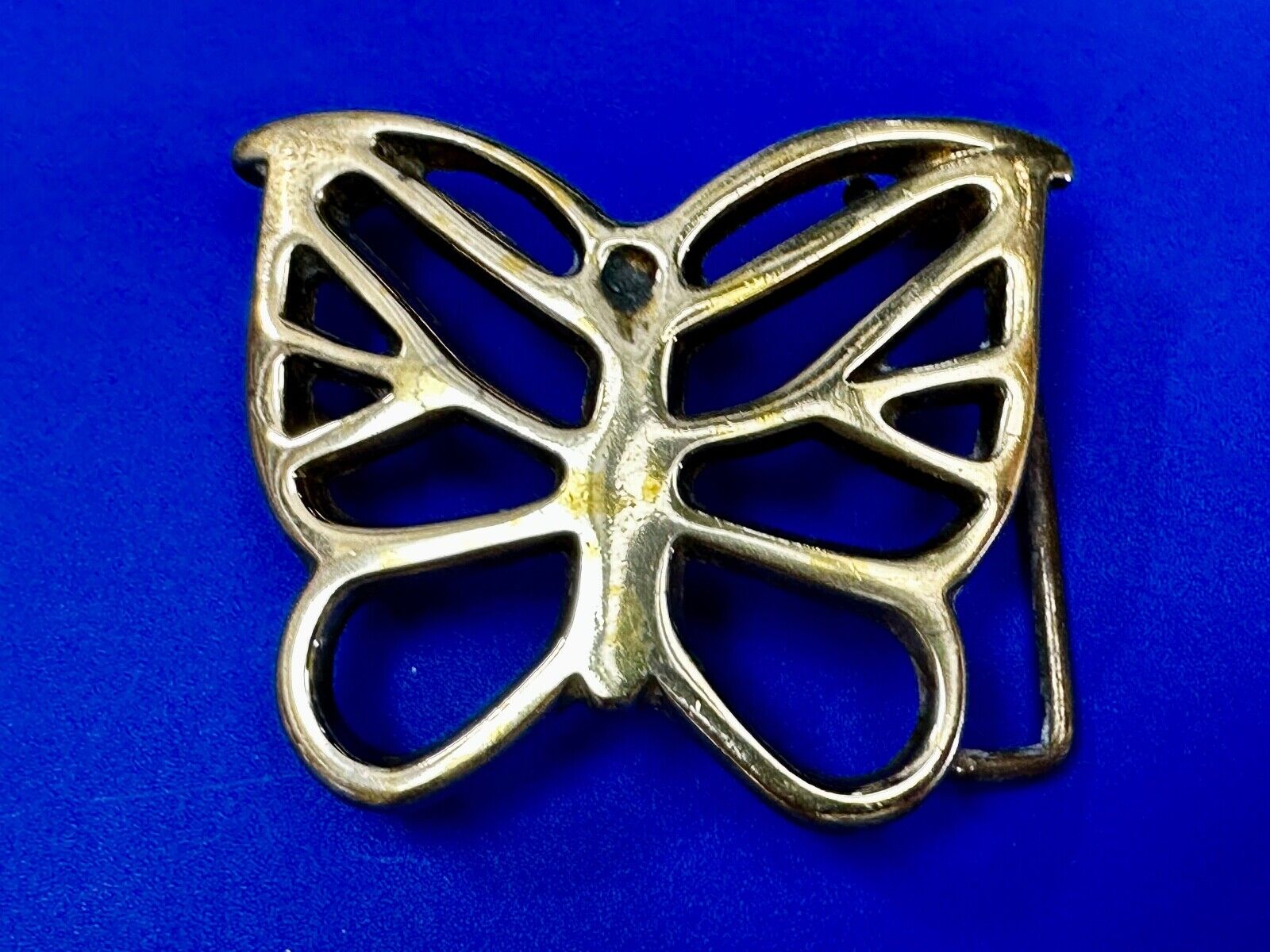 70s Butterfly Bug Insect Girl Kid Hippie Boho Animal Art Brass Vtg. Belt Buckle