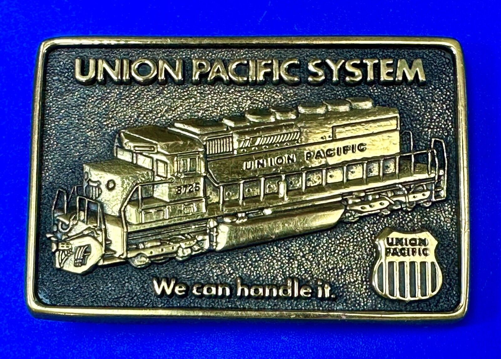 Union Pacific Railroad We can Handle it vintage Solid Brass Belt Buckle BTS