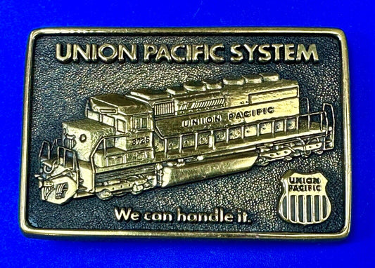 Union Pacific Railroad We can Handle it vintage Solid Brass Belt Buckle BTS