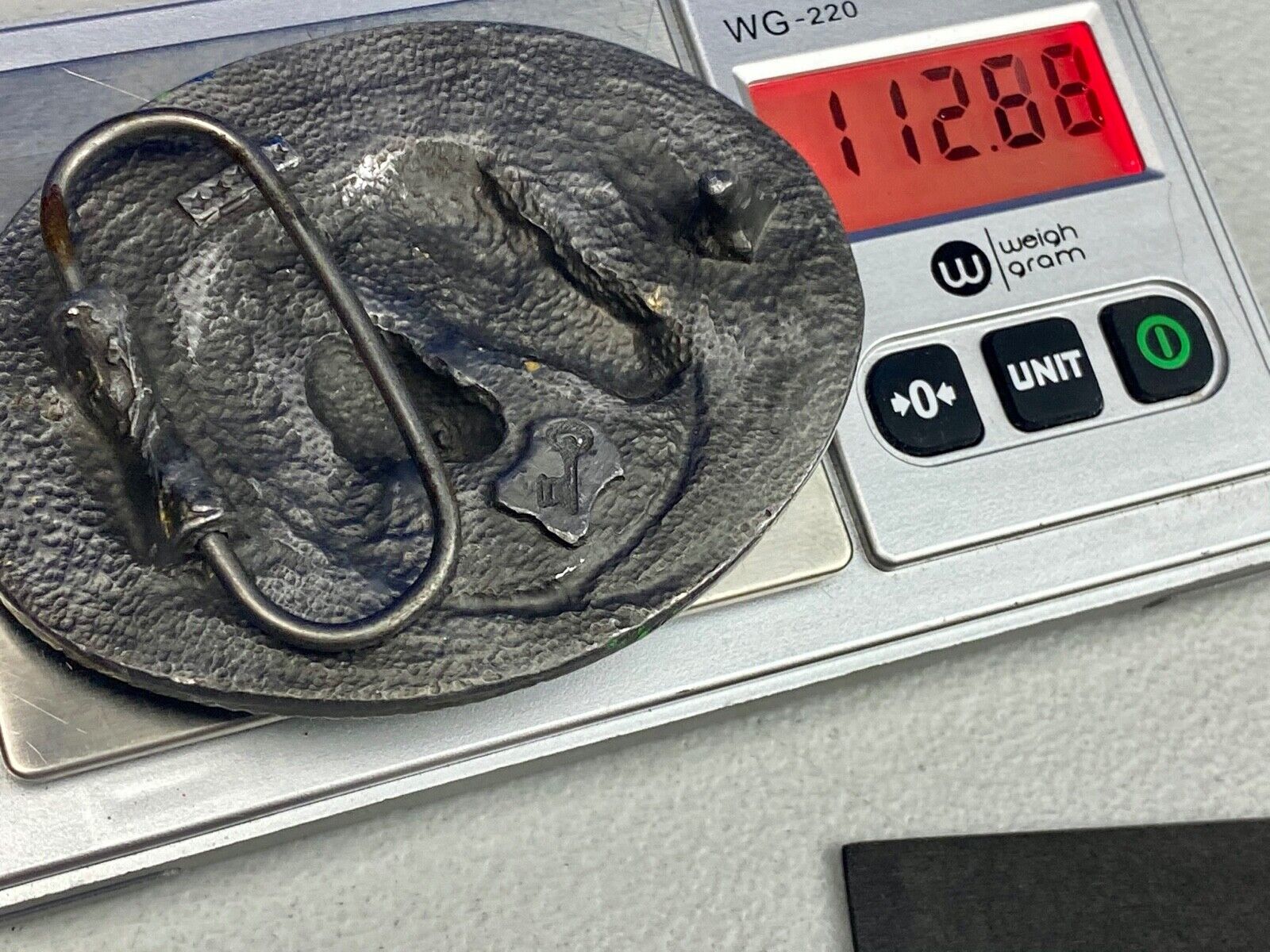 Two Horse Heads  Dark Silver Metal Western Belt Buckle - unknown makers mark