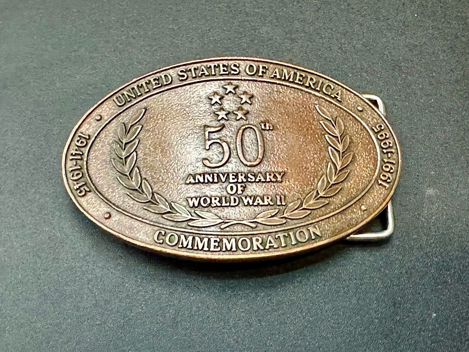 United Stated 50th Anniversary of World War 2 Commemorative belt buckle Crew INC