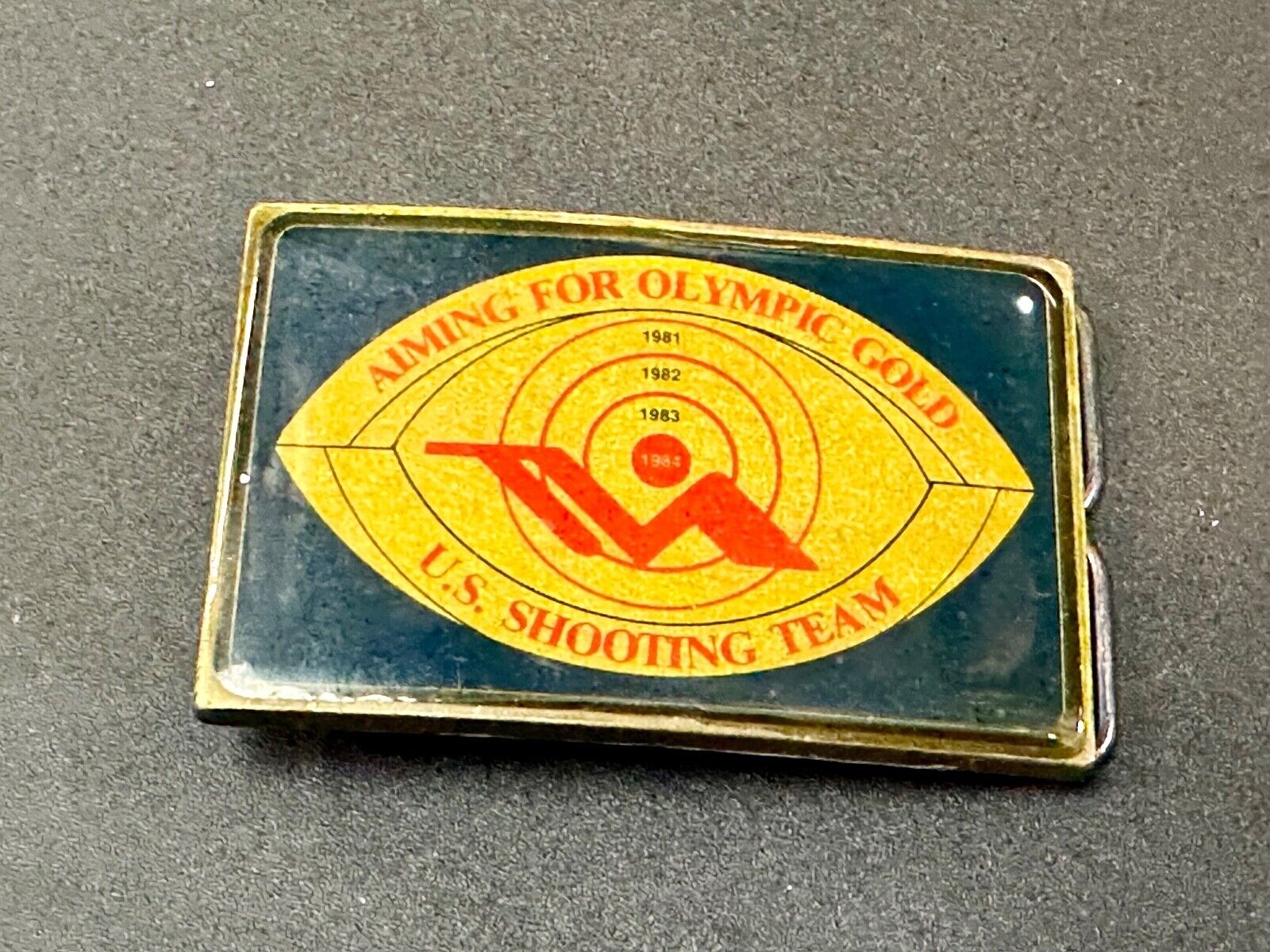 Aiming for Olympic Gold US shooting team 1984 belt buckle