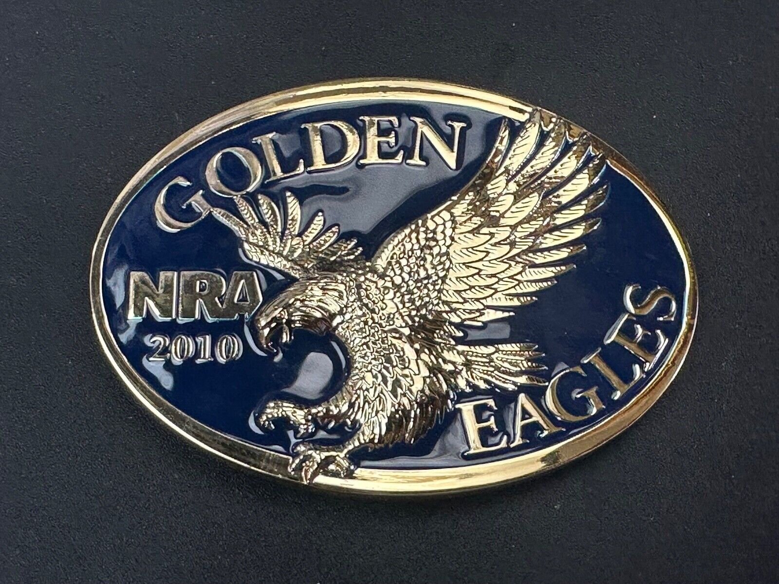 2010 Commemorative Golden Eagles NRA belt buckle in box - Vote Gun Rights