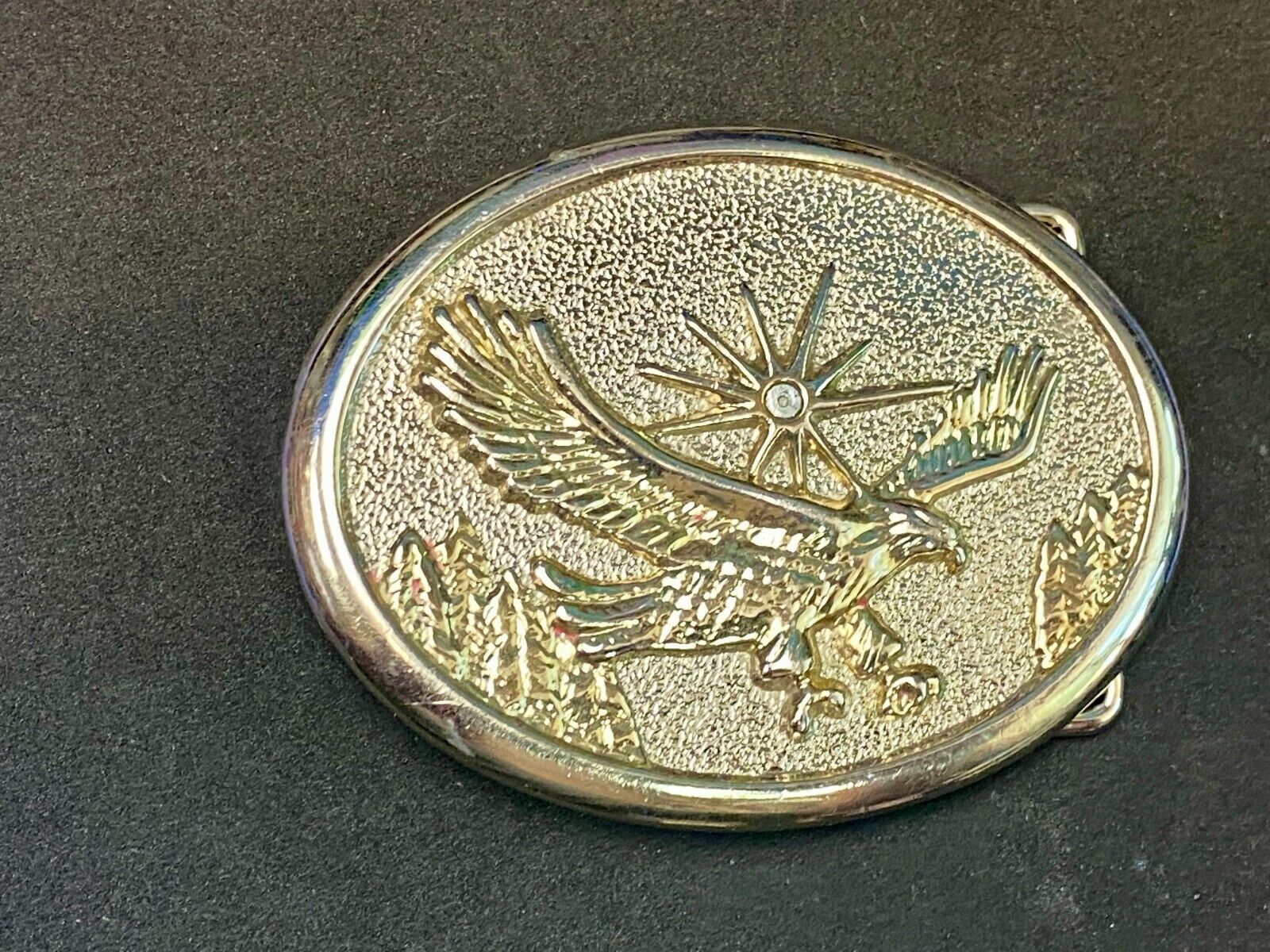 Vintage Classic Flying Bald Eagle with starburst Metal Belt Buckle