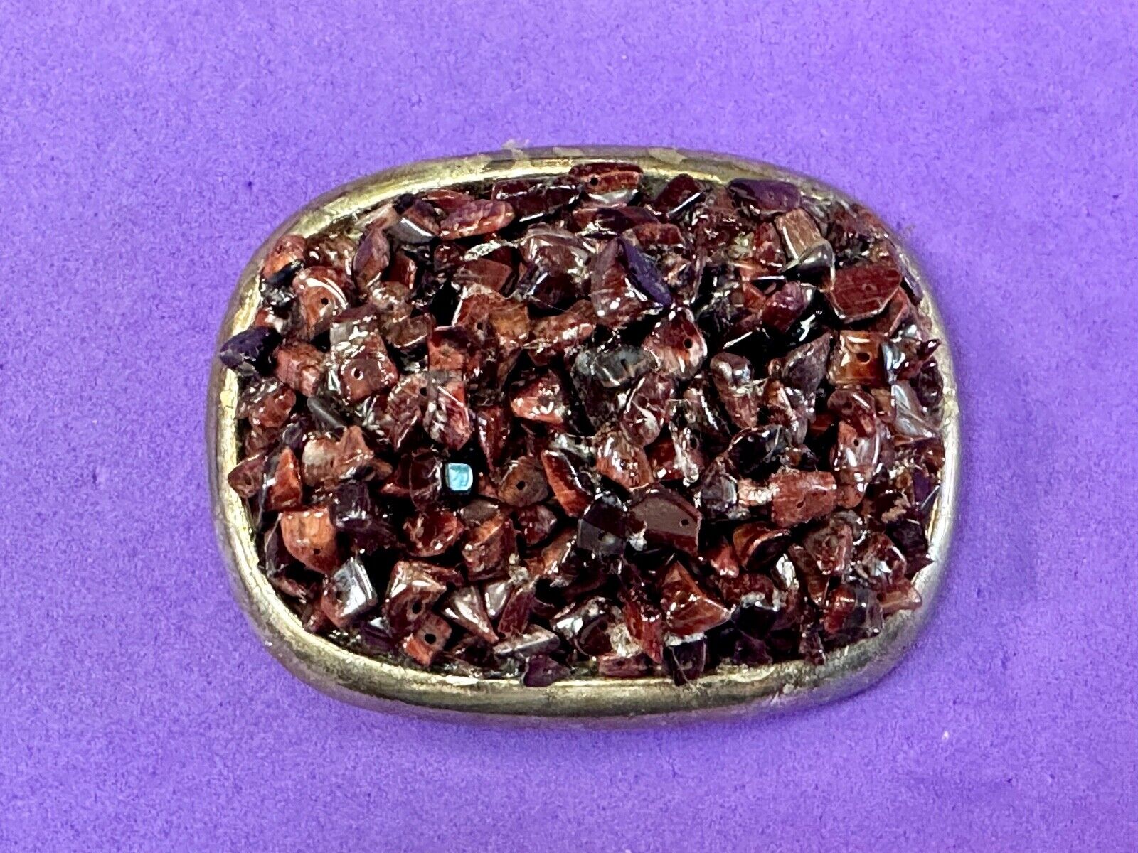 artisan chunky red stone burst on heavy belt buckle