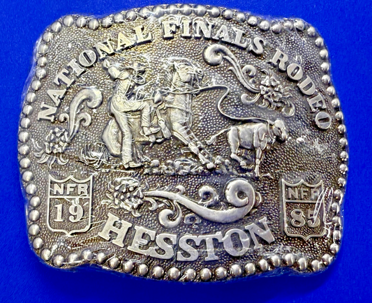1985 Hesston NFR National Finals Rodeo Calf Roping NOS Collectors Belt Buckle