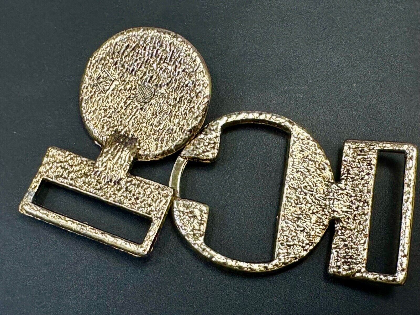 two piece interconnecting gold color belt buckle
