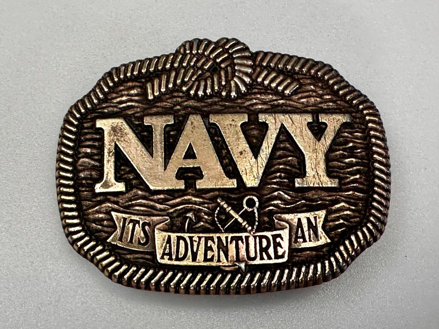 United States NAVY  Its An Adventure Rope Waves Anchor Belt Buckle - to paint