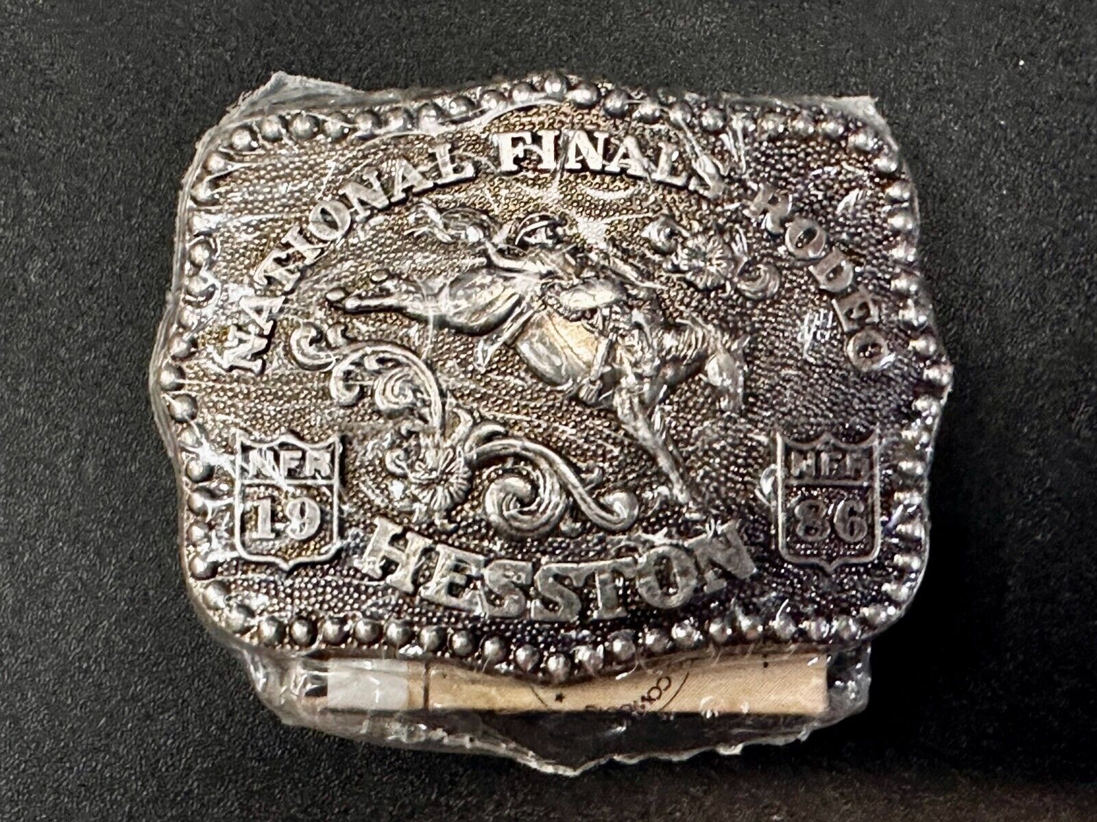 1986 Hesston National Finals Rodeo NFR Cowboys Youth Size NOS Belt Buckle
