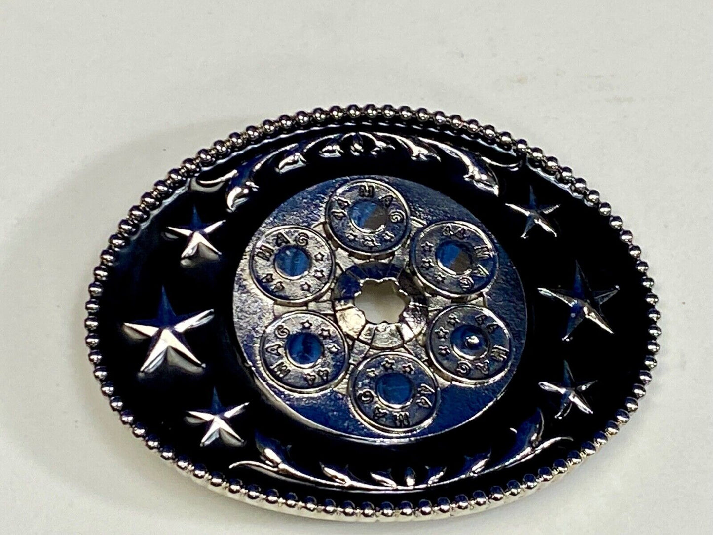 44 Mag Gun Collectors Bullets As Centerpiece In Western Cowboys Belt Buckle 