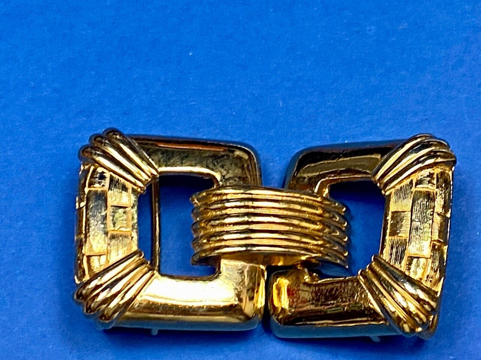 Vintage Gay Boyer Signed Piece Interlocking Rectangular Belt Buckle