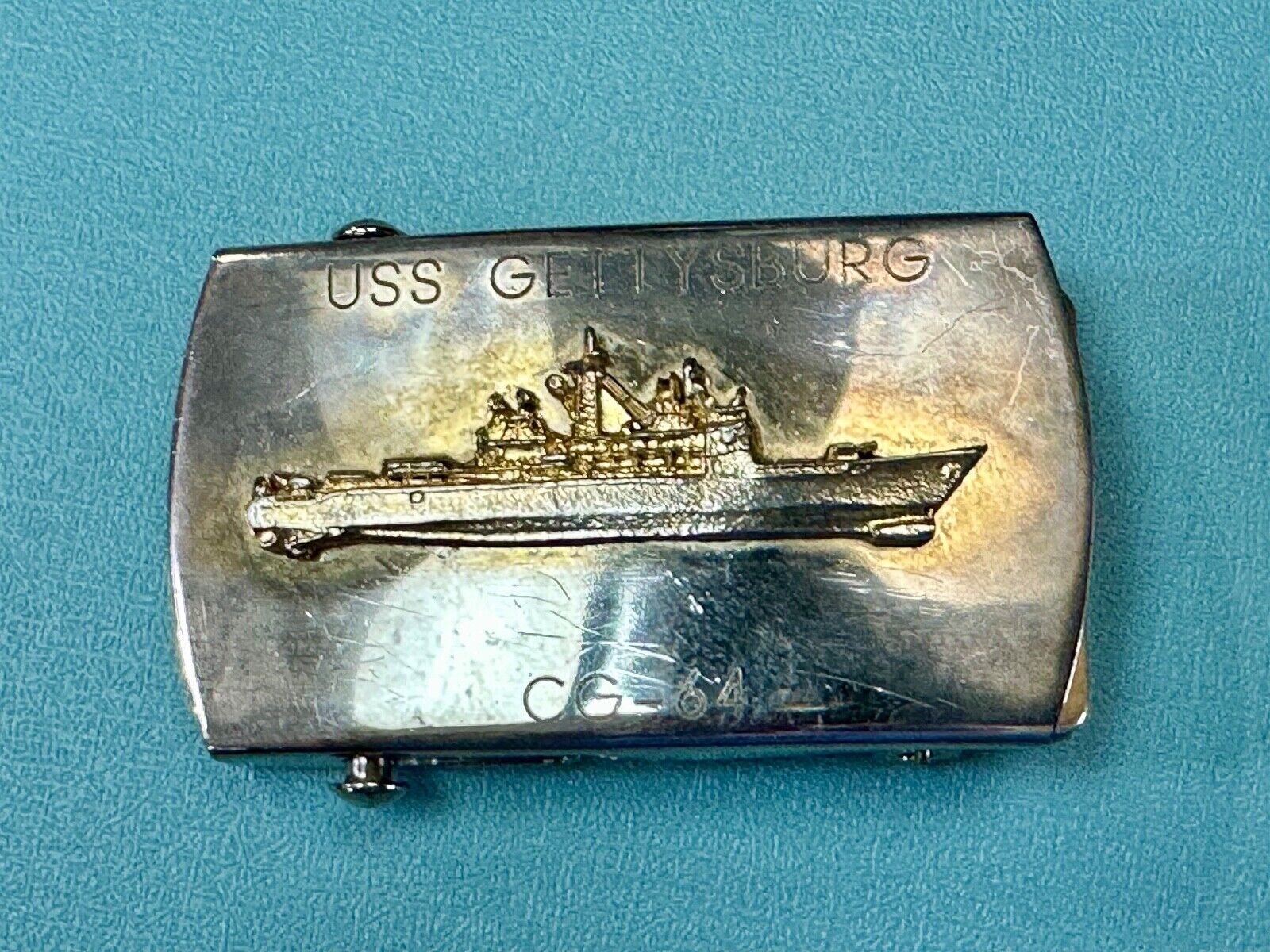 USS Gettysburg CG-64 Ticonderoga-class battleship solid brass belt buckle