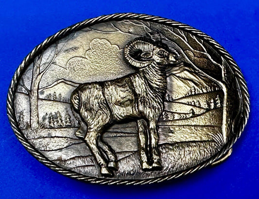 Bighorn Ram - Wildlife VTG 1980 Belt Buckle by Great American Buckle Co