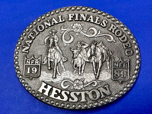 1989 ADM Hesston NFR National Finals Rodeo Cowboys Western Belt Buckle
