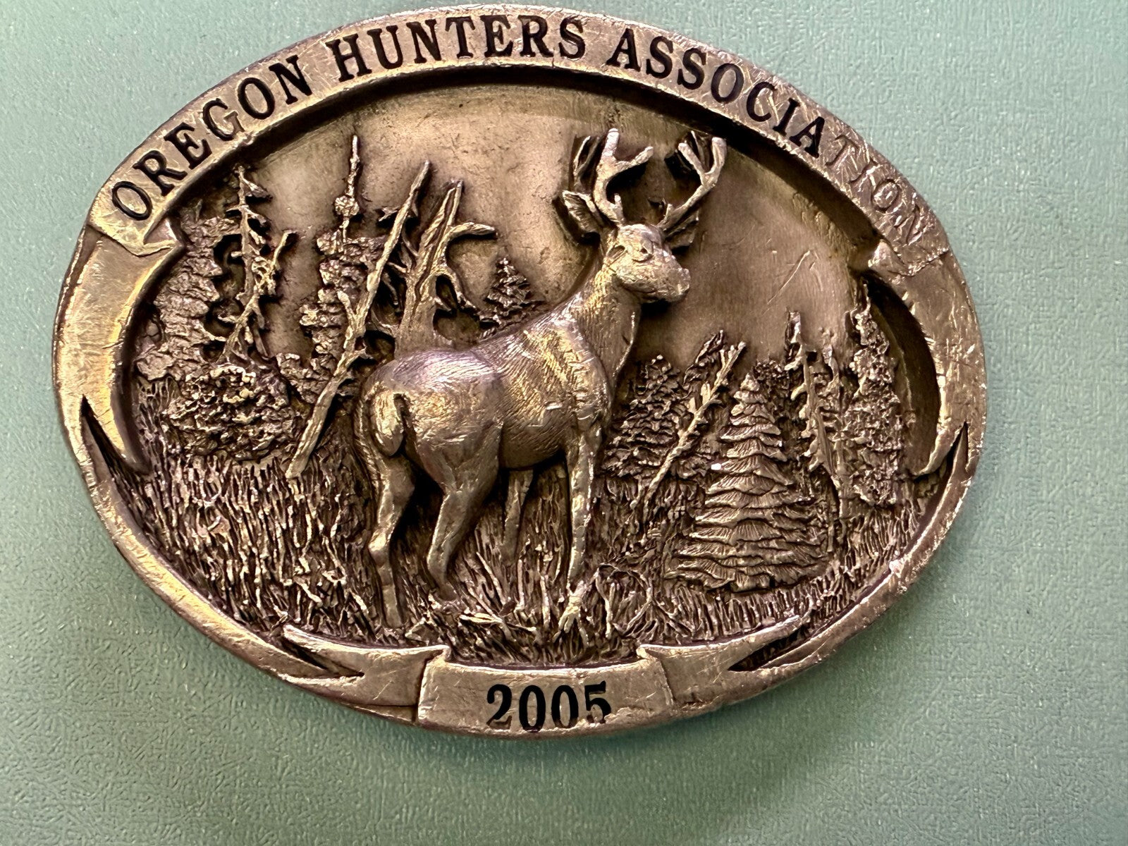Annual Oregon Hunters Association Commemorative Pewter 2005 Siskiyou Belt Buckle