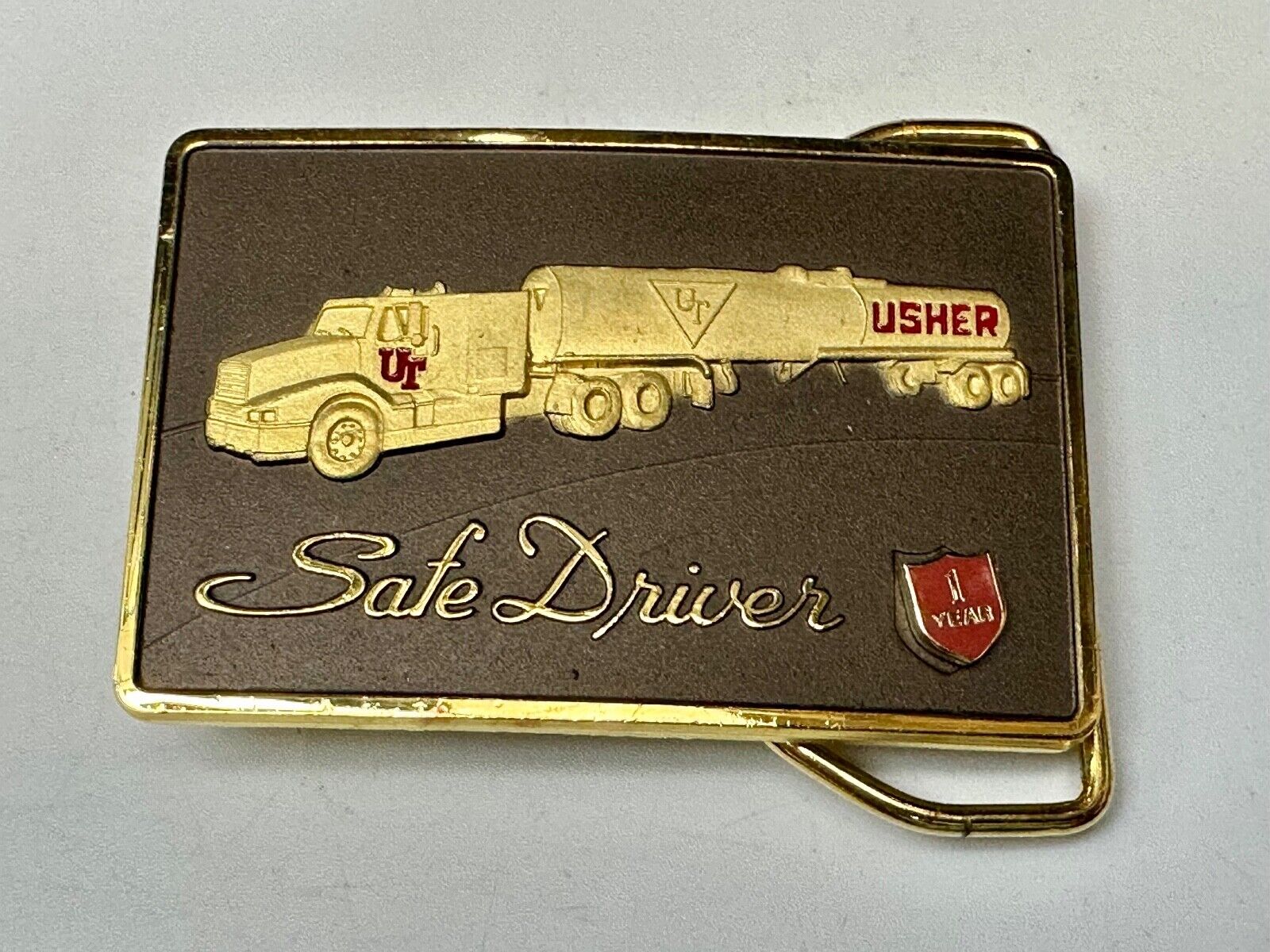 UT Usher Transportation Semi Drivers 1 year pin safety award Belt Buckle