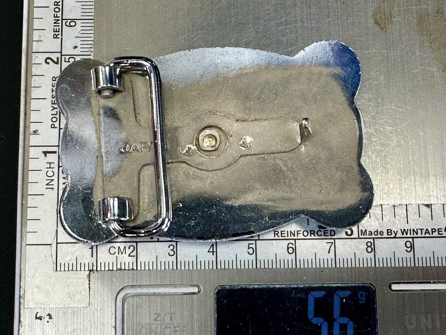 Vintage Horse Drawn Covered Wagon two tone belt buckle made in Japan