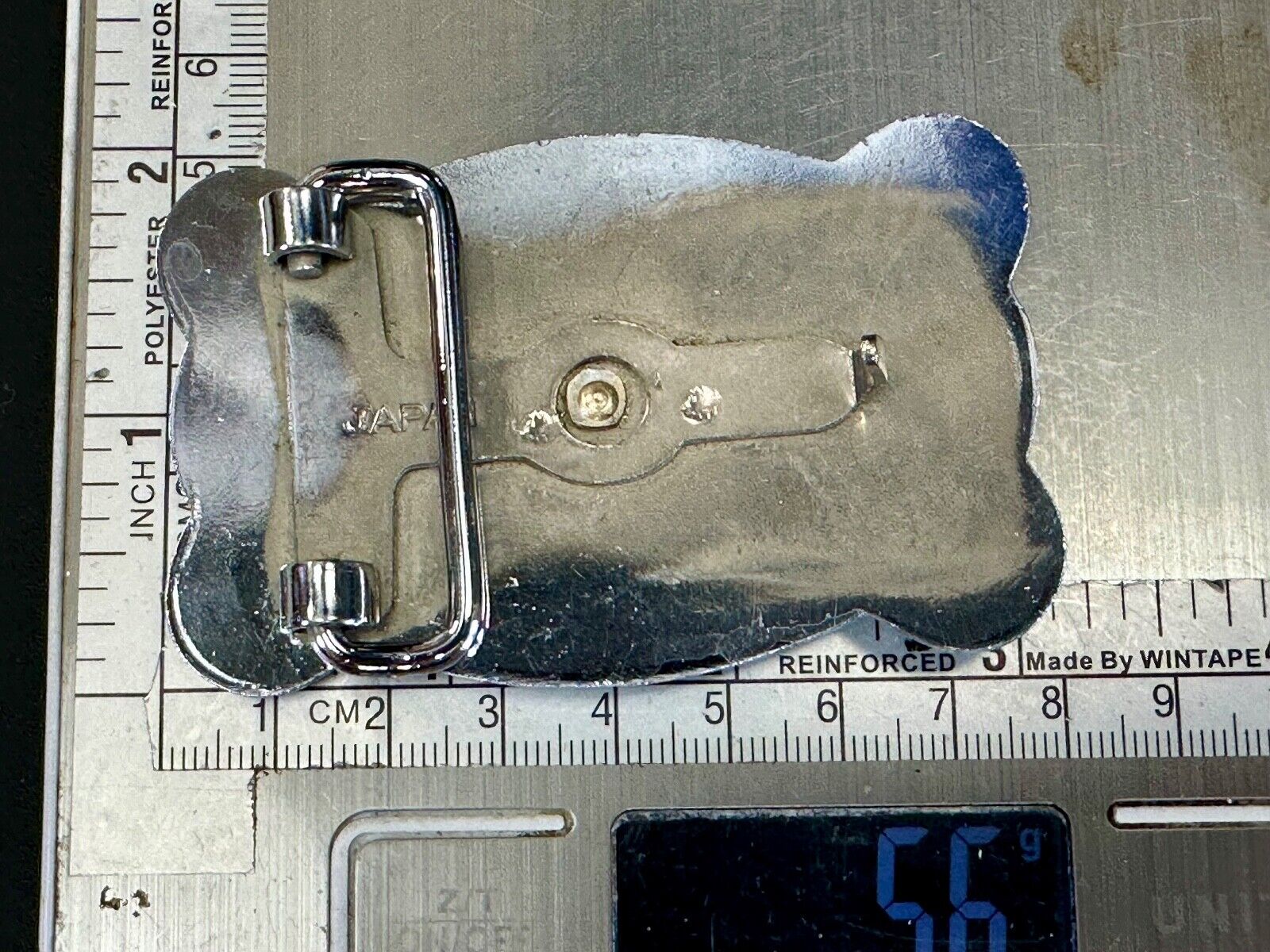 Vintage Horse Drawn Covered Wagon two tone belt buckle made in Japan