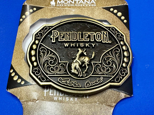 2024 Pendleton whiskey Let'er Buck Rodeo Cowboy Montana Silversmiths Belt Buckle