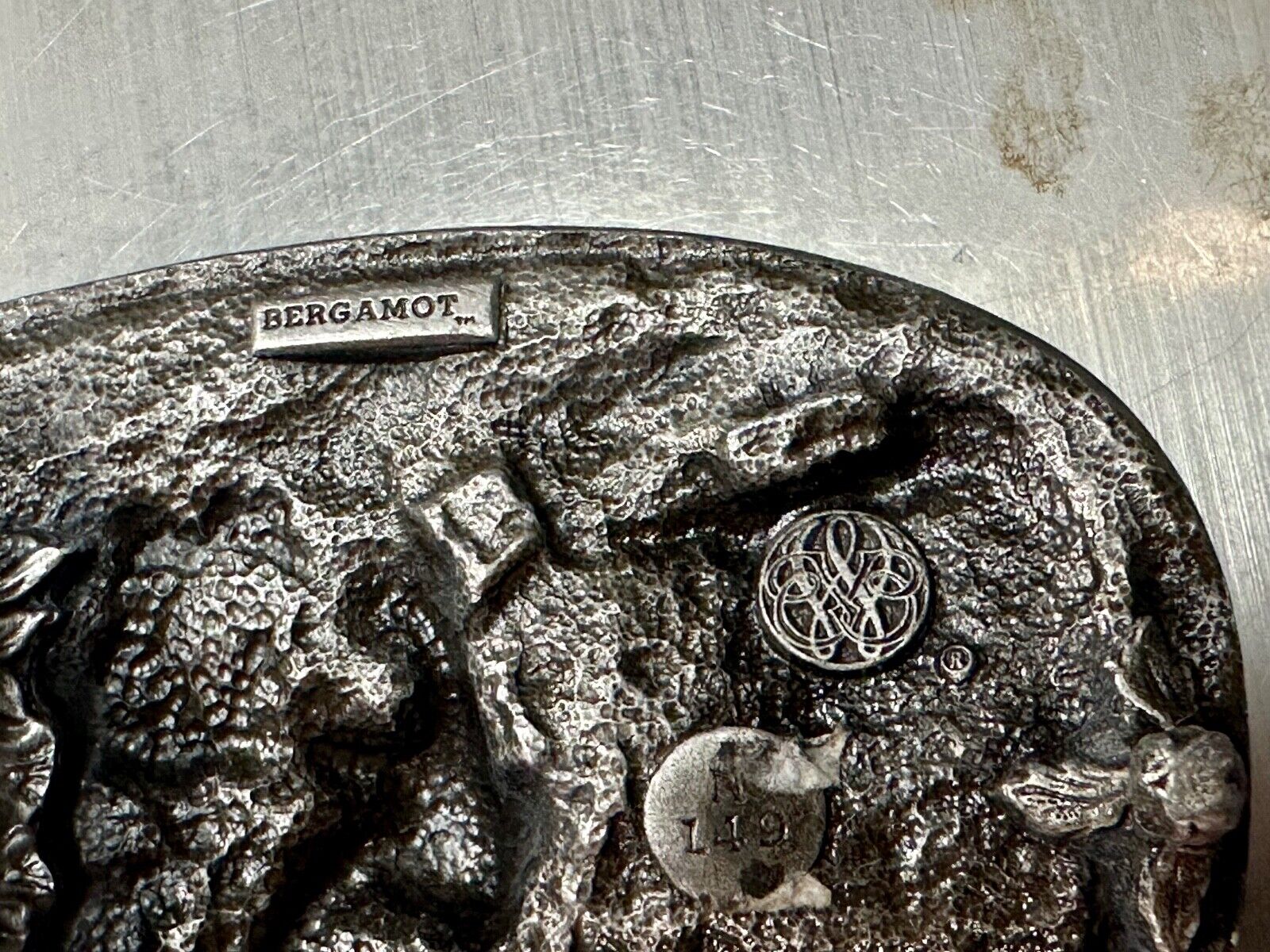Biker Couple riding on Motorcycle  Vintage 1984 Bergamot belt buckle  L-49 1