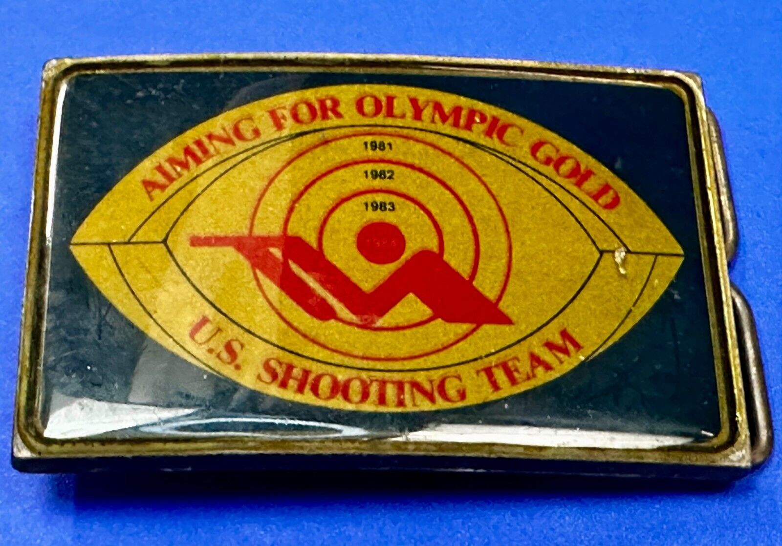 US Shooting Team Los Angeles 1984 Aiming for Olympic Gold Vintage Belt Buckle