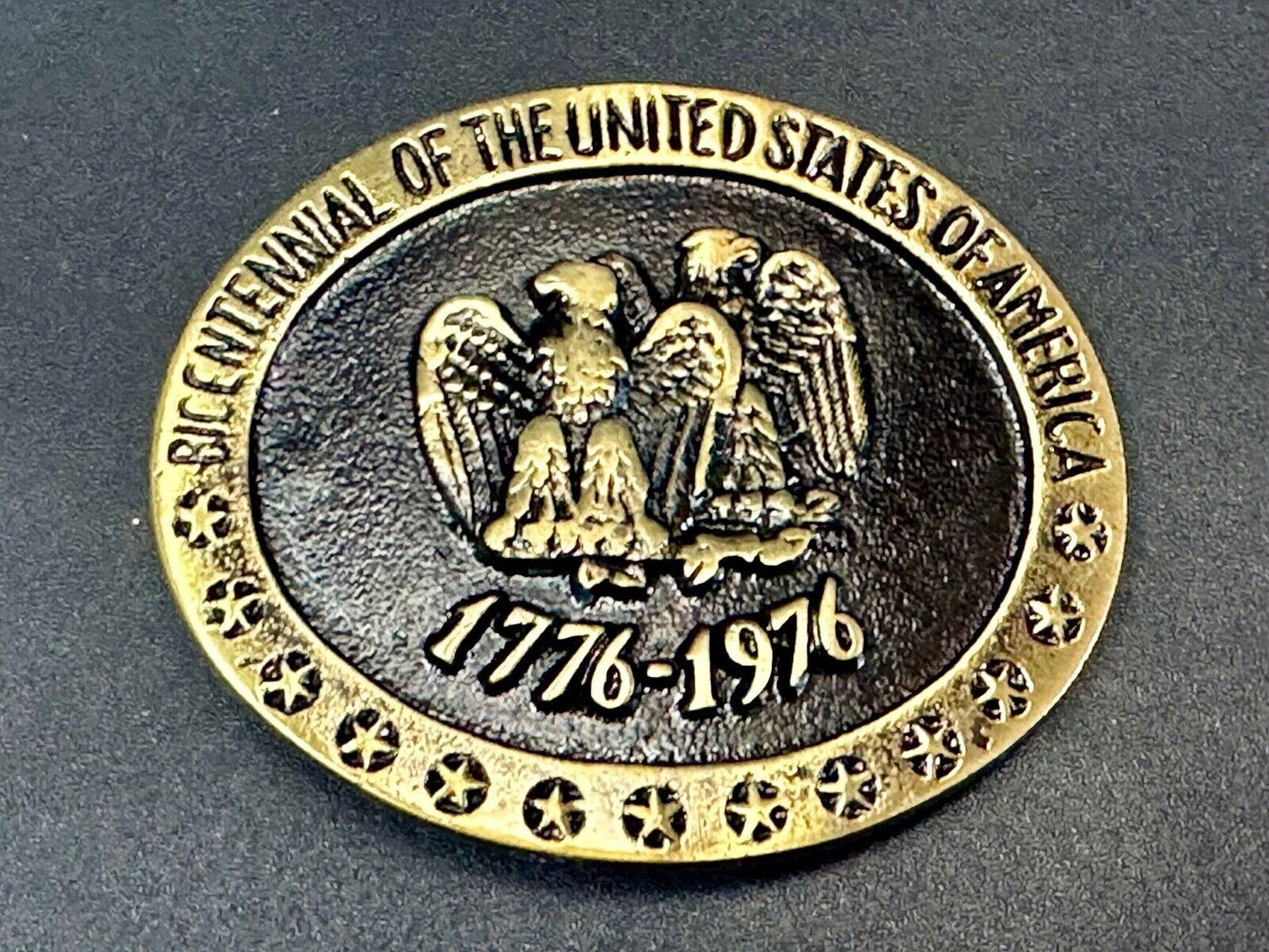 United States of American bicentennial Patriotic Eagle solid brass belt buckle