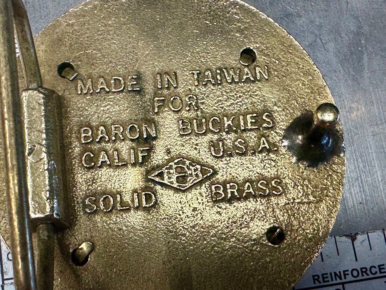 Unique Horse & polo Rider Dress Belt Buckle - Vintage 70s Baron Brass Taiwan