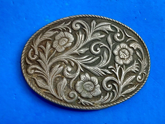 4" WIDE WESTERN COWBOY DRESS FLOWER SWIRL BELT BUCKLE 