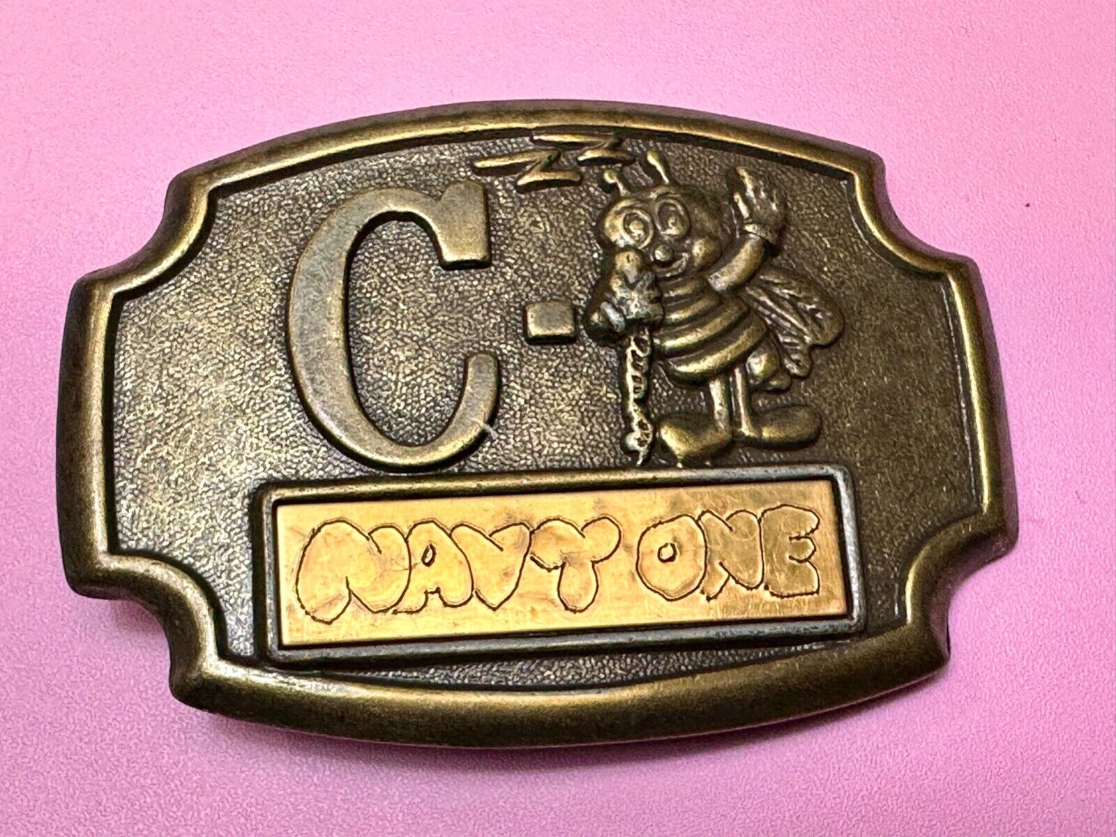 U.S. NAVY SEABEE Letter and Animal - COMBAT WARFARE HERO BELT BUCKLE