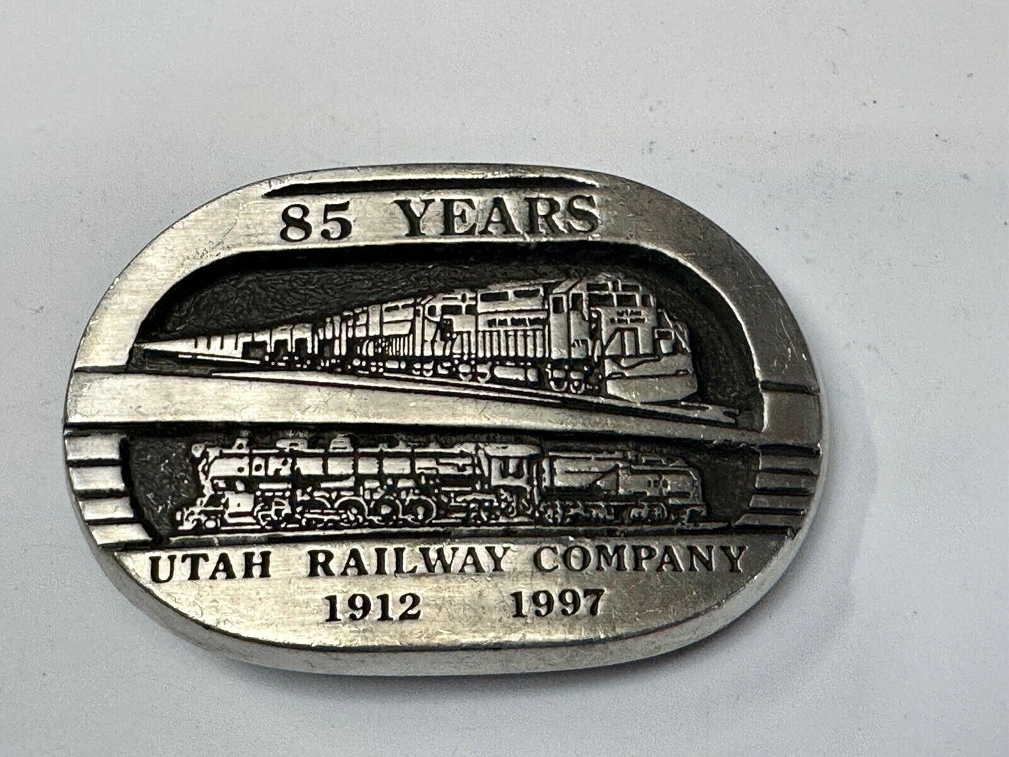 Utah Railway Co Vtg Train Railroad 85 Years - Gary Prazen Sculpture Belt Buckle