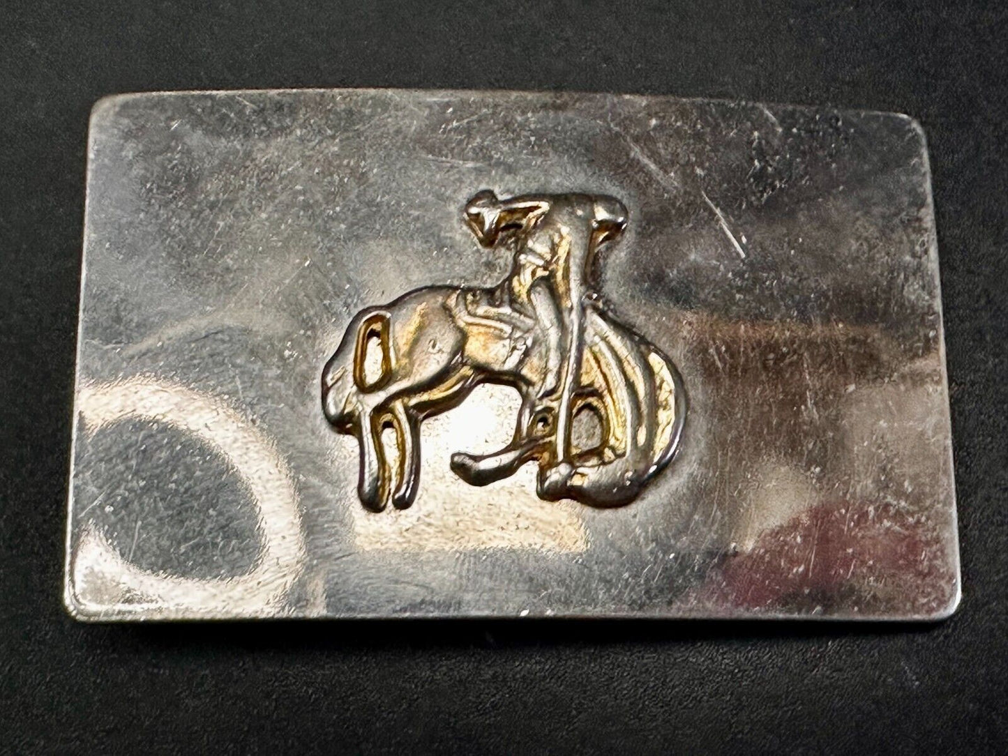 Vintage Cowboy Saddle Bronc Western Reflective Belt Buckle