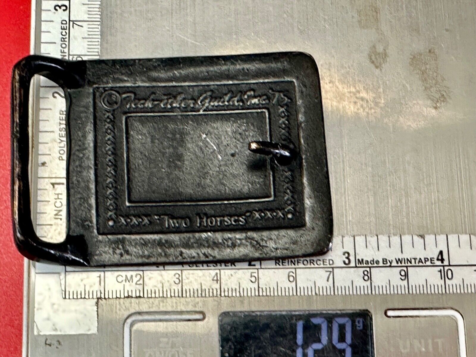 Two Horses Hippy Style 70's Horse at Tree Tech Ether Guild  belt buckle