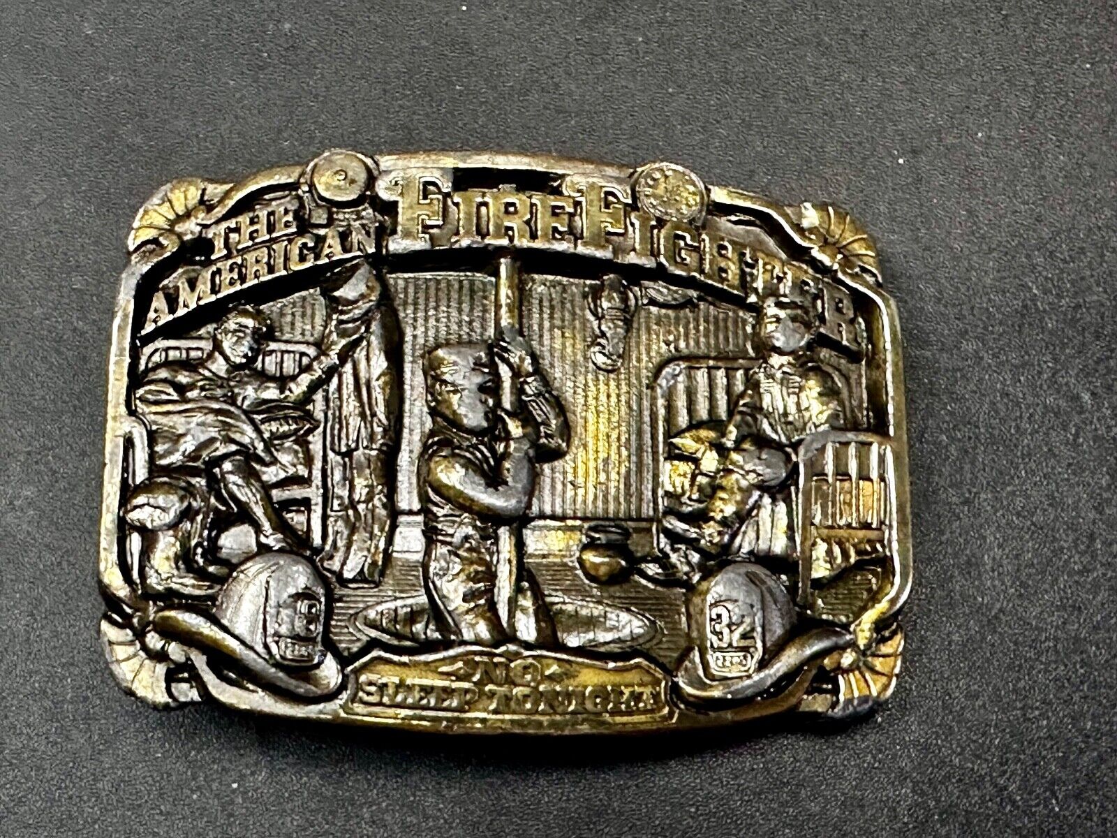 1986 The American Fire Fighter No Sleep Tonight Great American Belt Buckle