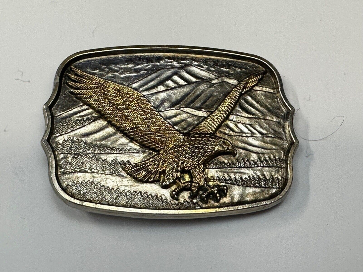Patriotic American Eagle Hunting Diving Flying over USA Mountainside belt buckle