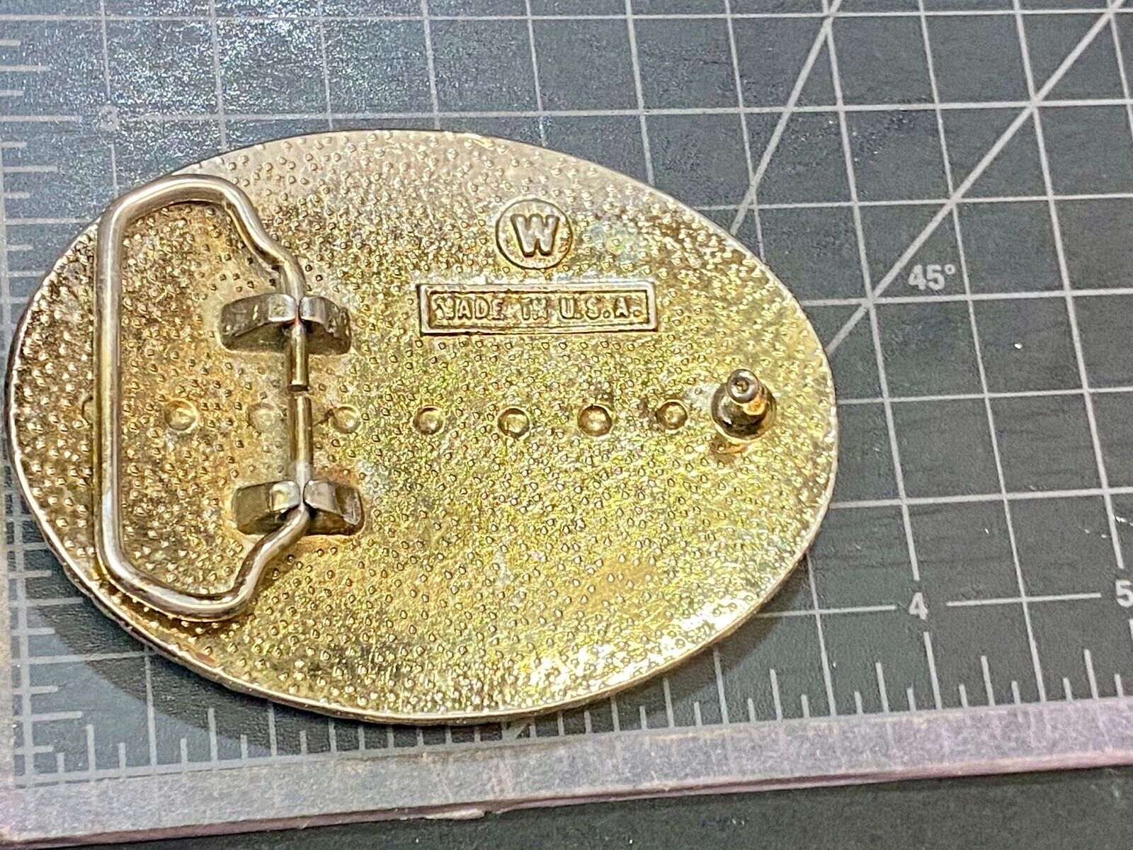A custom Pimped out retro 70's Car - a caddy? on a western belt buckle signed W!