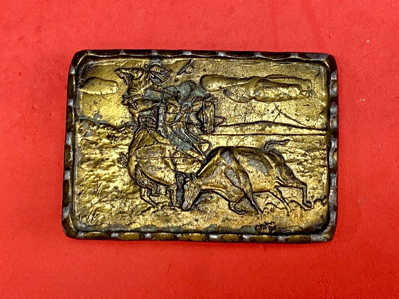 Vintage 1975 ADEZY 3-D Cowboy Western Rodeo Ranch Brass Belt Buckle