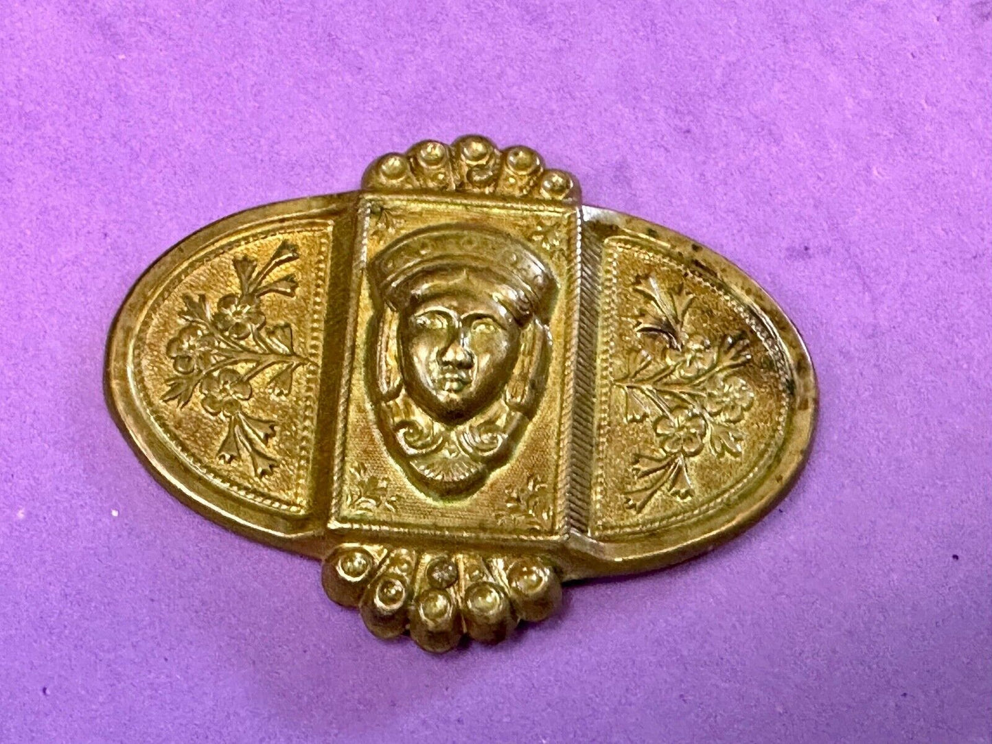 Antique Head Bust Belt Ornament - buckle slide clip - unknown to me! Victorian?