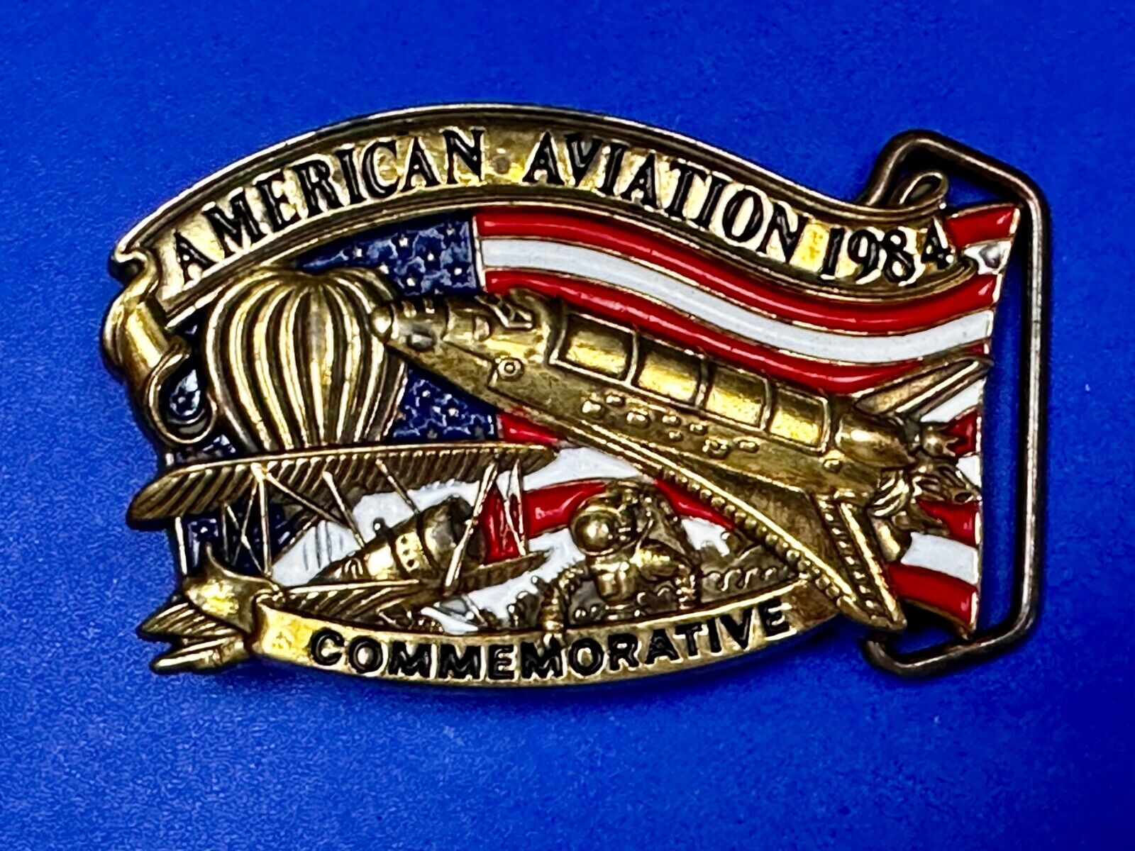 American Aviation Vintage 1984 Solid Brass Commemorative Belt Buckle by Baron