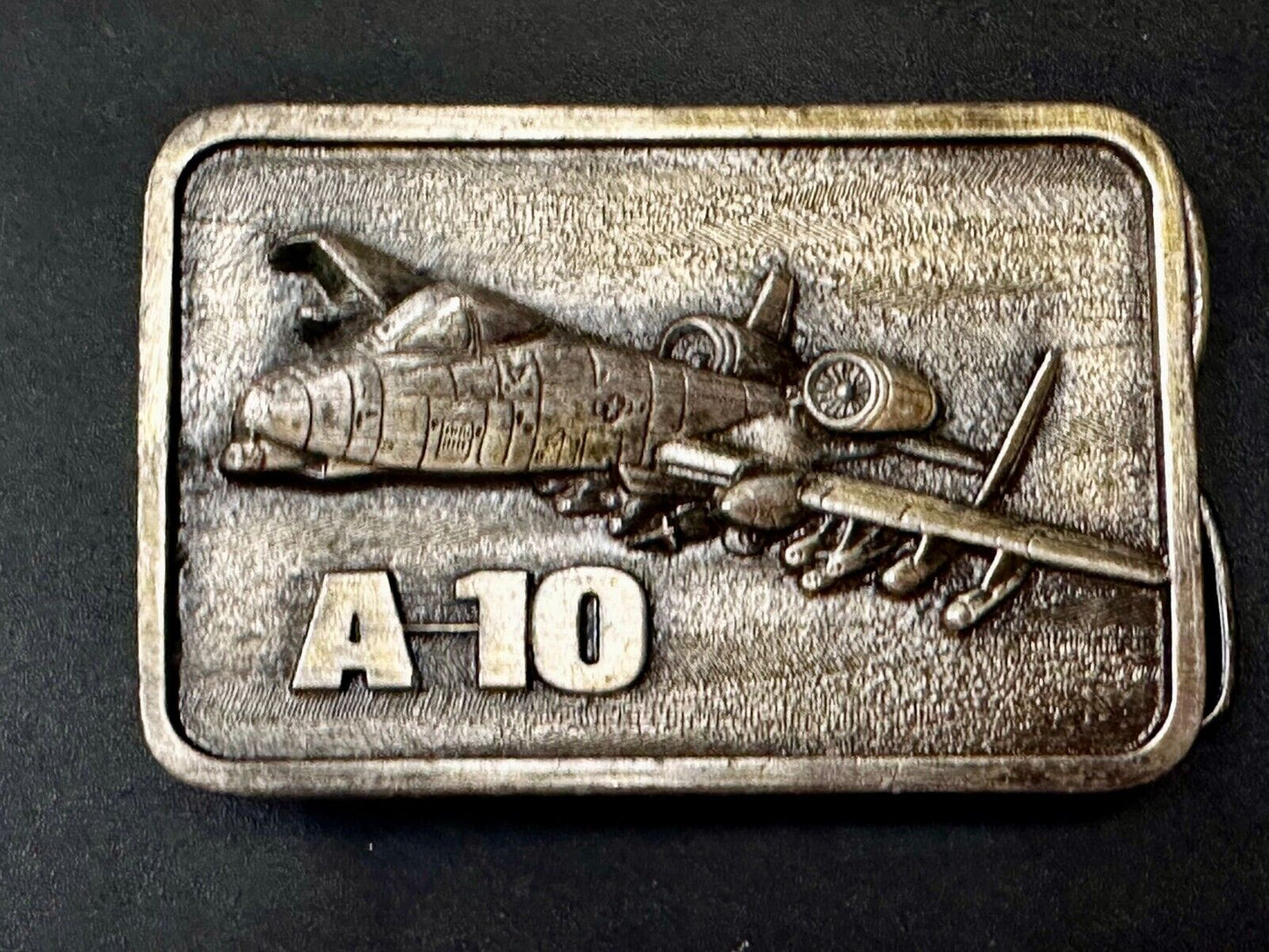 A-10 Thunderbird Warthog Air Force Fighter Jet Silver Tone Vintage Belt Buckle