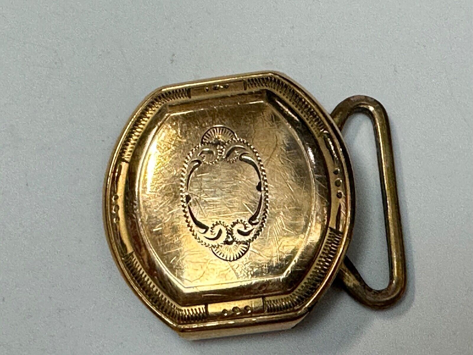 Art Deco gold filled 1/20 over plate Belt Buckle ready to engrave initial letter