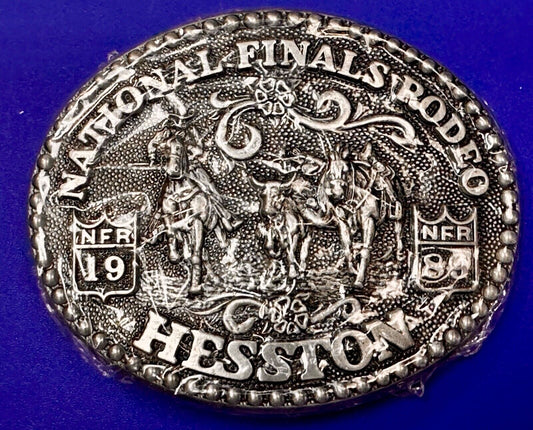 1989 Hesston National Finals Rodeo NFR NOS Collectors Adult Belt Buckle in wrap