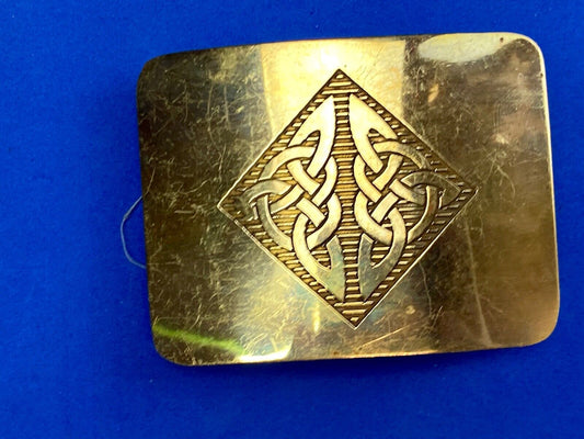 Vintage 1970s?  BOHO HIPPIE Ornate Lines Pattern Brass tone Belt Buckle 